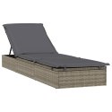 LEŻAK Z PÓŁOKRĄGŁYM DASZKIEM SZARY 211X57X140CM RATTAN PE