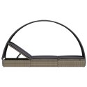 LEŻAK Z PÓŁOKRĄGŁYM DASZKIEM SZARY 211X57X140CM RATTAN PE