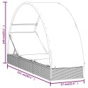 LEŻAK Z PÓŁOKRĄGŁYM DASZKIEM SZARY 211X57X140CM RATTAN PE