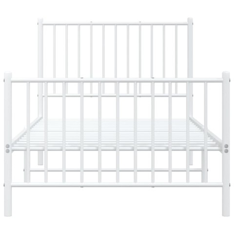 METALOWA RAMA ŁÓŻKA BIAŁA 90X200CM Z WEZGŁOWIEM I ZANÓŻKIEM