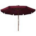 PARASOL OGRODOWY NA DREWNIANYM SŁUPKU 330CM BURGUNDOWY