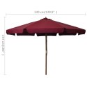 PARASOL OGRODOWY NA DREWNIANYM SŁUPKU 330CM BURGUNDOWY