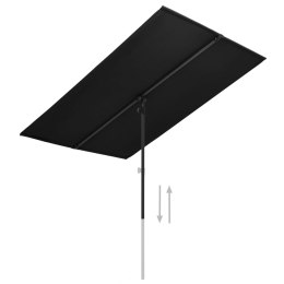 PARASOL OGRODOWY NA SŁUPKU ALUMINIOWYM 180X130CM CZARNY