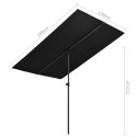 PARASOL OGRODOWY NA SŁUPKU ALUMINIOWYM 180X130CM CZARNY