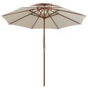 PARASOL Z PODWÓJNYM DASZKIEM 270X270CM DREWNO KREMOWY
