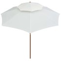 PARASOL Z PODWÓJNYM DASZKIEM 270X270CM DREWNO KREMOWY