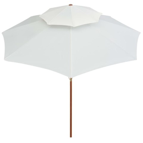 PARASOL Z PODWÓJNYM DASZKIEM 270X270CM DREWNO KREMOWY