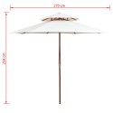 PARASOL Z PODWÓJNYM DASZKIEM 270X270CM DREWNO KREMOWY
