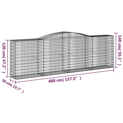 KOSZE GABIONOWE 4 SZT 400X50X120/140CM GALWANIZOWANE ŻELAZO