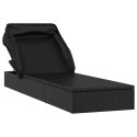 LEŻAK ZE SKŁADANYM DACHEM CZARNY 213X63X97CM POLIRATTAN