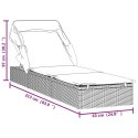LEŻAK ZE SKŁADANYM DACHEM CZARNY 213X63X97CM POLIRATTAN