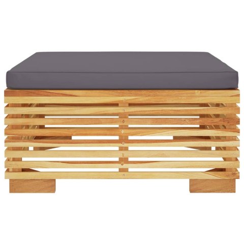 PODNÓŻEK OGRODOWY Z CIEMNOSZARĄ PODUSZKĄ DREWNO TEKOWE