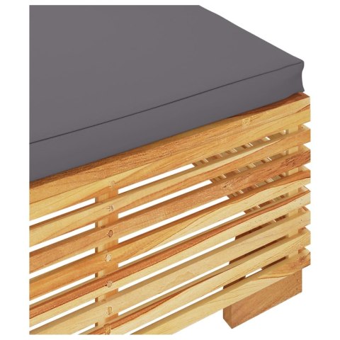 PODNÓŻEK OGRODOWY Z CIEMNOSZARĄ PODUSZKĄ DREWNO TEKOWE