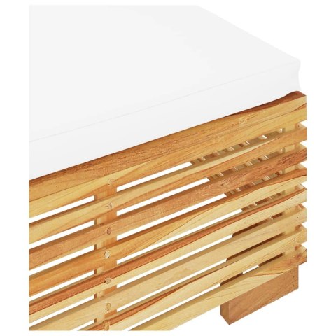 PODNÓŻEK OGRODOWY Z KREMOWĄ PODUSZKĄ DREWNO TEKOWE