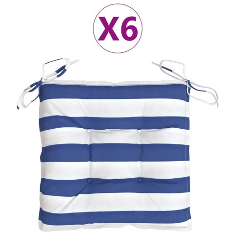 PODUSZKI NA KRZESŁO 6 SZT 50X50X7CM NIEBIESKO-BIAŁE PASKI