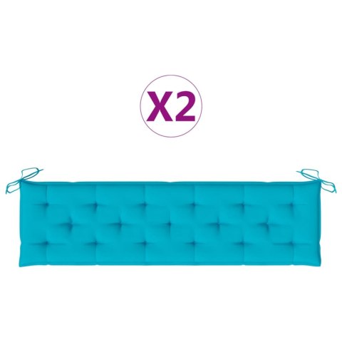 PODUSZKI NA ŁAWKI 2 SZT TURKUSOWE 180X50X7CM