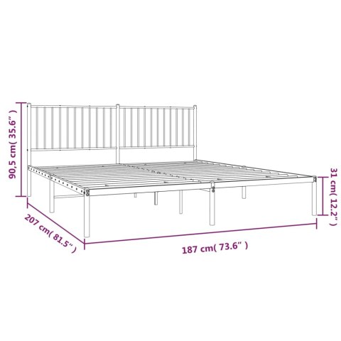 METALOWA RAMA ŁÓŻKA Z WEZGŁOWIEM CZARNA 180X200CM