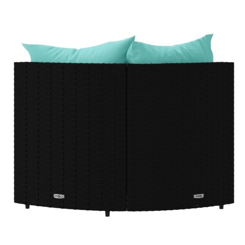 NAROŻNE MODUŁY SOFY Z PODUSZKAMI 2 SZT CZARNE POLIRATTAN