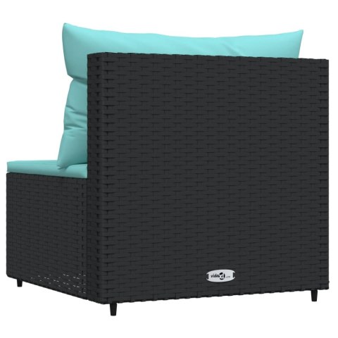 ŚRODKOWY MODUŁ SOFY Z PODUSZKAMI CZARNY POLIRATTAN