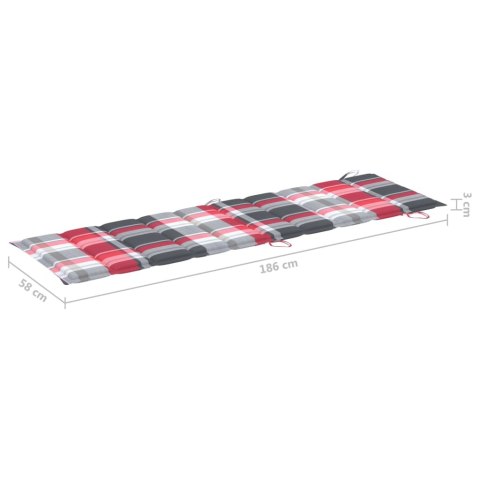 PODUSZKA NA LEŻAK CZERWONA KRATA 186X58X3CM
