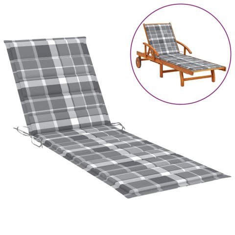 PODUSZKA NA LEŻAK SZARA KRATA 200X60X3CM TKANINA