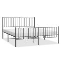 METALOWA RAMA ŁÓŻKA Z WEZGŁOWIEM I ZANÓŻKIEM CZARNA 140X190CM