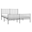 METALOWA RAMA ŁÓŻKA Z WEZGŁOWIEM I ZANÓŻKIEM CZARNA 140X190CM