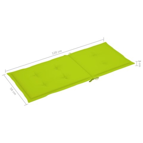 PODUSZKI NA KRZESŁA OGRODOWE 4 SZT 120X50X3CM JASNOZIELONE
