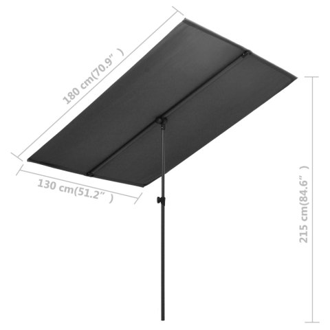 PARASOL OGRODOWY NA SŁUPKU 180X130CM ANTRACYTOWY