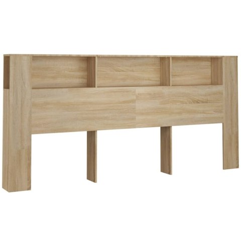 WEZGŁOWIE ŁÓŻKA Z PÓŁKAMI DĄB SONOMA 220X18,5X104,5CM