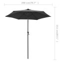 PARASOL ANTRACYTOWY 200X211CM ALUMINIUM