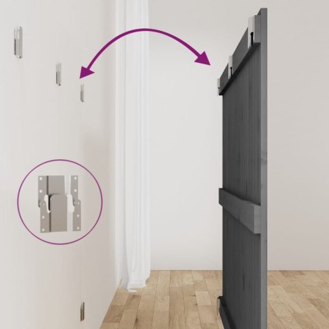 WEZGŁOWIE ŁÓŻKA SZARE 127,5X3X90CM DREWNO SOSNOWE