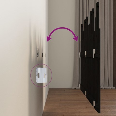 WEZGŁOWIE ŁÓŻKA CZARNE 146,5X3X80CM DREWNO SOSNOWE