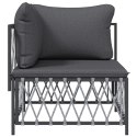 NAROŻNY MODUŁ SOFY OGRODOWEJ Z PODUSZKAMI ANTRACYT PLECIONKA