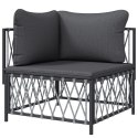 NAROŻNY MODUŁ SOFY OGRODOWEJ Z PODUSZKAMI ANTRACYT PLECIONKA
