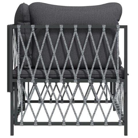 NAROŻNY MODUŁ SOFY OGRODOWEJ Z PODUSZKAMI ANTRACYT PLECIONKA