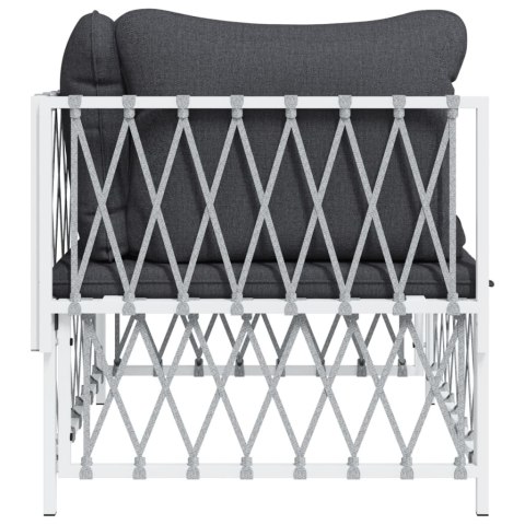 NAROŻNY MODUŁ SOFY OGRODOWEJ Z PODUSZKAMI BIAŁA PLECIONKA