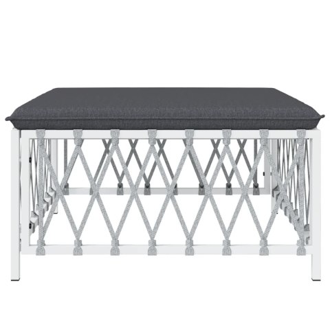 OGRODOWY PODNÓŻEK Z PODUSZKĄ BIAŁY PLECIONKA