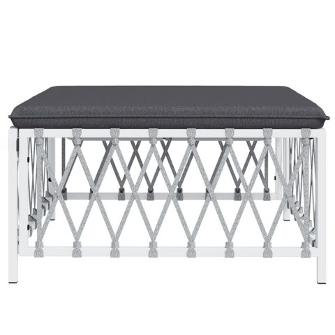 OGRODOWY PODNÓŻEK Z PODUSZKĄ BIAŁY PLECIONKA