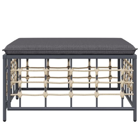 PODNÓŻEK OGRODOWY Z CIEMNOSZARĄ PODUSZKĄ POLIRATTAN