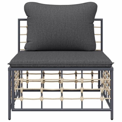 ŚRODKOWY MODUŁ SOFY OGRODOWEJ Z CIEMNOSZARĄ PODUSZKĄ RATTAN PE