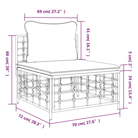 ŚRODKOWY MODUŁ SOFY Z BEŻOWYMI PODUSZKAMI POLIRATTAN