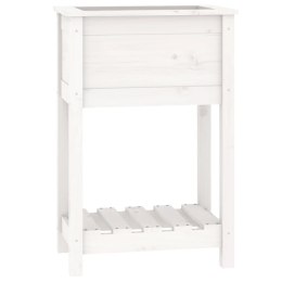 DONICA Z PÓŁKĄ BIAŁA 54X34,5X81CM DREWNO SOSNOWE