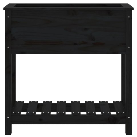 DONICA Z PÓŁKĄ CZARNA 82,5X34,5X81CM DREWNO SOSNOWE