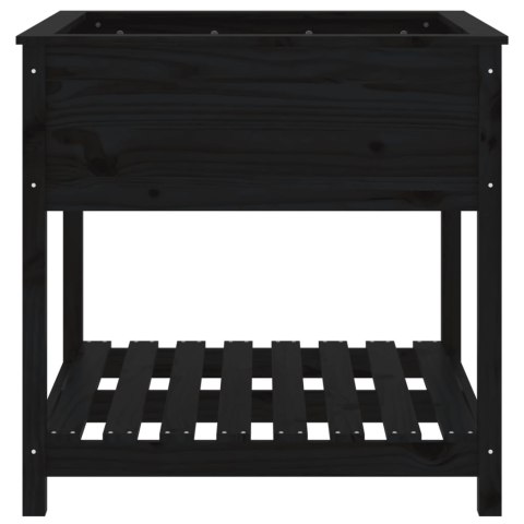 DONICA Z PÓŁKĄ CZARNA 82,5X82,5X81CM DREWNO SOSNOWE