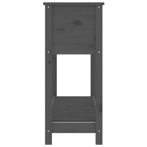 DONICA Z PÓŁKĄ SZARA 111,5X34,5X81CM DREWNO SOSNOWE