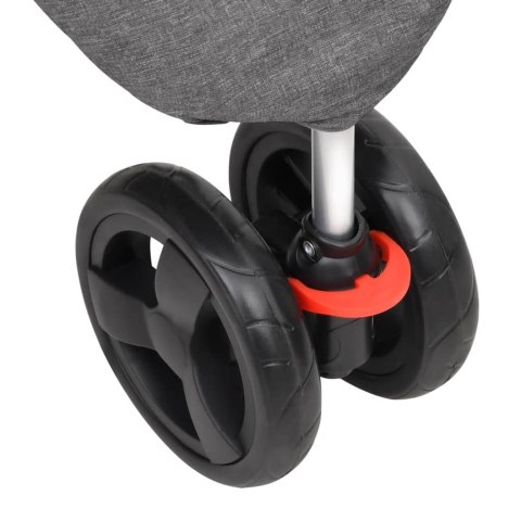 WÓZEK DLA PSA KOTA SZARY SKŁADANY TKANINA OXFORD 300D DO 15KG