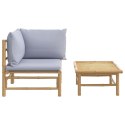 2-CZ. ZESTAW MEBLI DO OGRODU JASNOSZARE PODUSZKI BAMBUS