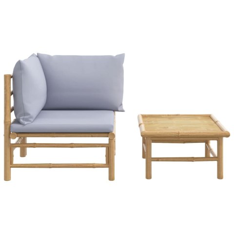 2-CZ. ZESTAW MEBLI DO OGRODU JASNOSZARE PODUSZKI BAMBUS