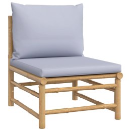 ŚRODKOWA SOFA OGRODOWA Z JASNOSZARYMI PODUSZKAMI BAMBUSOWA